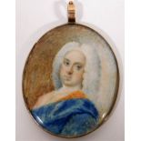 An 18thC. portrait miniature watercolour bearing t