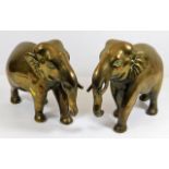 A vintage pair of brass elephants
