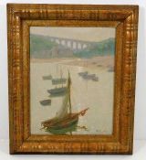 A french Rene Coulon oil on panel titled "Viaduc d