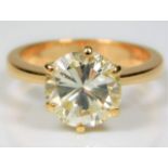 An 18ct gold diamond solitaire ring set with approx. 4ct diamond of outstanding clarity 5.9g size O
