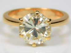 An 18ct gold diamond solitaire ring set with approx. 4ct diamond of outstanding clarity 5.9g size O