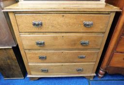 A 19thC. oak chest of drawers W42in x H42in x D17.