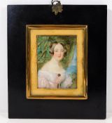 A portrait miniature watercolour of Miss. F. M. Cr