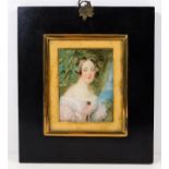 A portrait miniature watercolour of Miss. F. M. Cr