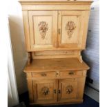 A Victorian pine kitchen dresser with green man de