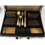 A cased Solingen gold plated cutlery service for t