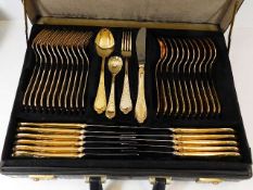 A cased Solingen gold plated cutlery service for t