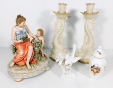 A continental porcelain figure group twinned with