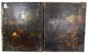 A pair of 18thC. continental oils on canvas depict