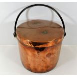 A c.1800 large copper cooking pan with lid W12.5in