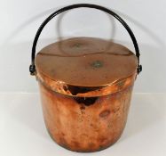 A c.1800 large copper cooking pan with lid W12.5in