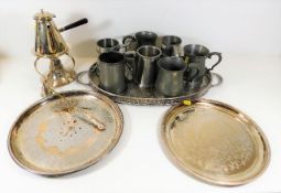 A quantity of silver plated & pewter wares