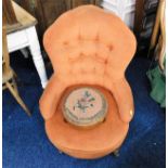 An antique nursing chair twinned with a 19thC. bea