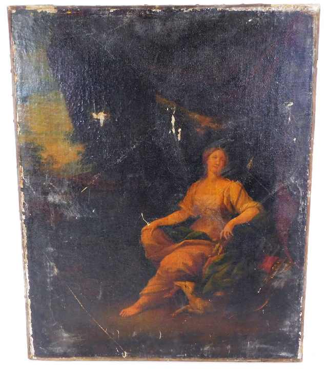 An 18thC. continental oil on canvas depicting woma