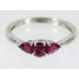 A 10ct white gold ring set with ruby 1.7g size M/N