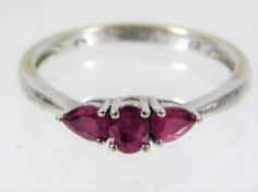 A 10ct white gold ring set with ruby 1.7g size M/N