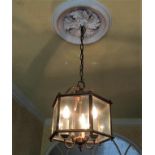 A brass hanging light fitting. Provenance: From Tr