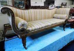 A William IV rosewood scroll end upholstered sofa
