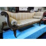 A William IV rosewood scroll end upholstered sofa