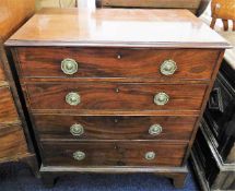 A small 19thC. mahogany chest of drawers with bras