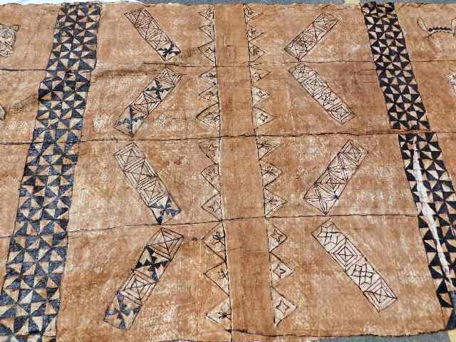 A large Fijian tapa cloth 116in x 79in given to local organisers of Queen Elizabeth's visit in 1953