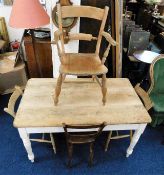 A Victorian scrub top pine table with drawers L53.