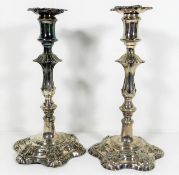 A pair of Victorian silver plated candlesticks