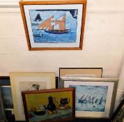 Two Van Gogh prints, one L. S. Lowry, one Alfred W