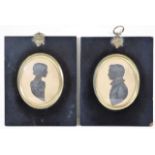 A pair of early 19thC. silhouettes by Amos Clitherall depicting J & E. Marquison dated 1826