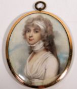 In the style of George Engleheart, an 18thC. portrait miniature watercolour believed to depict Mary