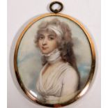 In the style of George Engleheart, an 18thC. portrait miniature watercolour believed to depict Mary