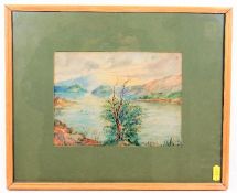 A small H. C. Cox watercolour titled "Green Valley