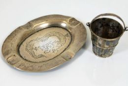 A small Chinese silver dish twinned with Chinese s