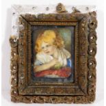 A 19thC. French school portrait miniature of girl