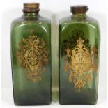 A pair of 18thC. glass decanters with gilding, one
