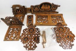 The remnants of an ornate, possibly sliding bookcase, with marquetry & inlay.