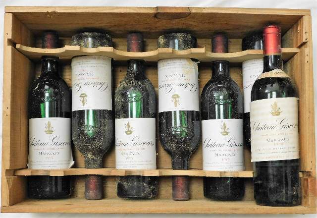 A case of six bottles of 1975 Chateau Giscours Mar