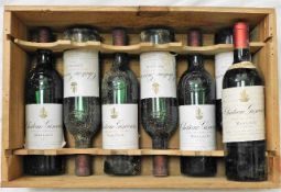 A case of six bottles of 1975 Chateau Giscours Mar
