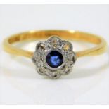 An antique 18ct gold ring with platinum mounted sa