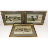 Three framed Samuel & Nathaniel Buck coloured prin