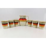 A Bisto Rainbow art deco lemonade set, one beaker