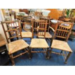 A set of five c.1900 rush seat chairs including tw