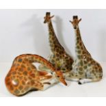 Three large Russian porcelain giraffes, tallest 11