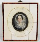 A 19thC. ivory framed portrait watercolour of lady