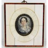 A 19thC. ivory framed portrait watercolour of lady