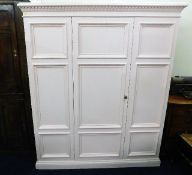 A painted pine cupboard H74.5in x W63in x D24in. P