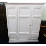 A painted pine cupboard H74.5in x W63in x D24in. P