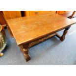 A robust rustic oak coffee table made from 19thC.