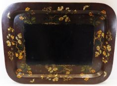 A large c.1900 lacquerware tray with gilded decor