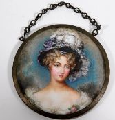 A 19thC. English school portrait miniature on porc